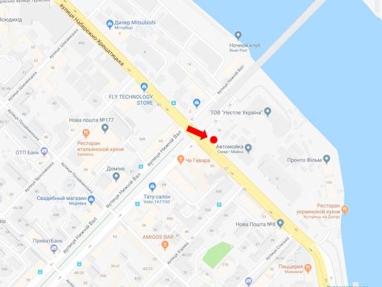 Схема рекламної площини за адресою Набережно-Крещатицкая ул.- ул. Верхний Вал, на светофоре, в центр