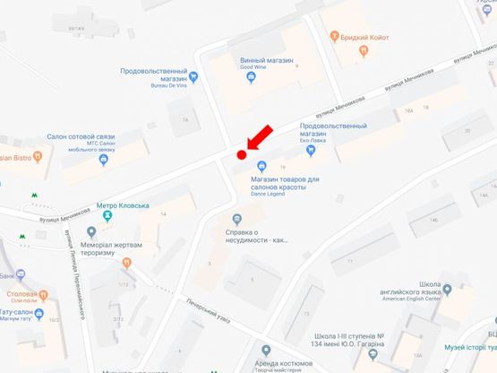 Схема рекламної площини за адресою Мечникова ул., 16, в сторону ул. Бассейной