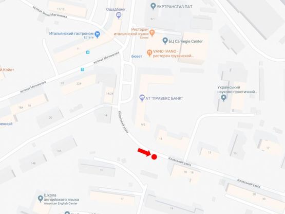 Схема рекламной плоскости по адресу Кловский спуск ул., 11, в сторону ул. Московской