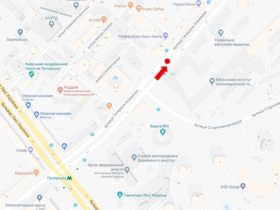 Схема рекламной плоскости по адресу Алмазова ул. (бывш. Кутузова ул.), 4а, в сторону м. Арсенальная, на разделителе