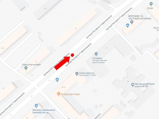 Схема рекламної площини за адресою Гаврилишина ул. (бывш. ул. Василевской), 12, разделитель, в сторону Лукьяновки