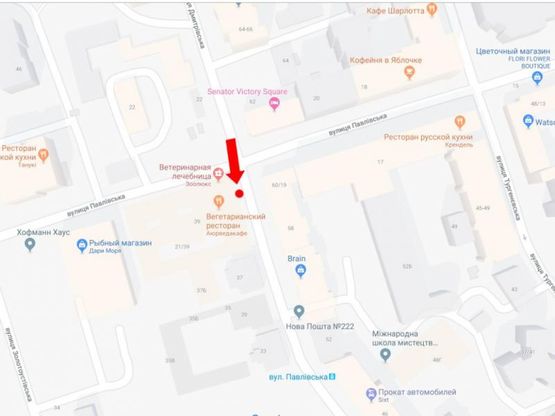 Схема рекламної площини за адресою Дмитриевская ул., 39 - ул. Павловская, на светофоре, в сторону Цирка