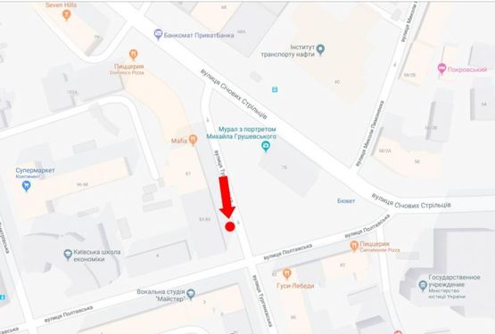 Схема рекламної площини за адресою Тургеневская ул., 83-85 - ул. Полтавская, в центр