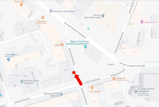 Схема рекламної площини за адресою Тургеневская ул., 83-85 - ул. Полтавская, из центра