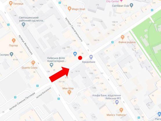 Схема рекламной плоскости по адресу Петлюры ул., 18 / ул. Саксаганского, в сторону бул. Шевченко
