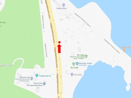 Схема рекламної площини за адресою Надднепрянское шоссе, 300 м. до моста Патона, в центр