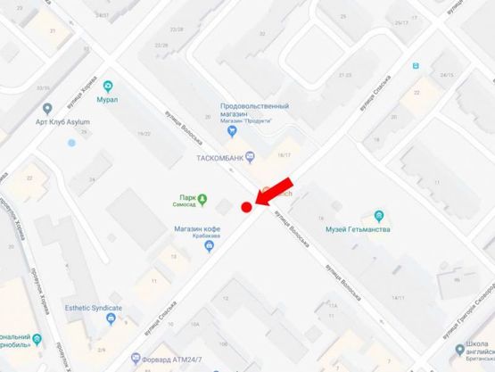 Схема рекламної площини за адресою Спасская ул., 13 - ул. Волошская, в сторону ст. м. "Контрактовая пл."