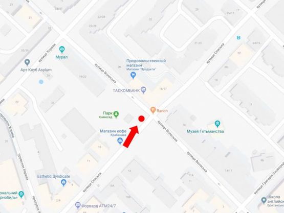 Схема рекламной плоскости по адресу Спасская ул., 13 - ул. Волошская, в сторону Набережной