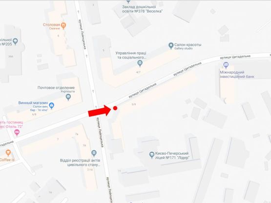 Схема рекламной плоскости по адресу Цитадельная ул., 5/9 - ул. Лейпцигская, в сторону ул. Лаврская