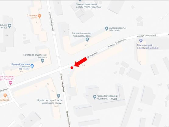 Схема рекламной плоскости по адресу Цитадельная ул., 5/9 - ул. Лейпцигская, в сторону ул. Московская