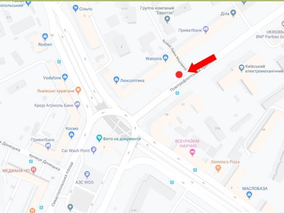 Схема рекламной плоскости по адресу Воздухофлотский пр., 44 в сторону пл. Севастопольской