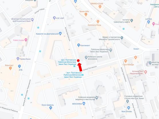 Схема рекламной плоскости по адресу Дмитриевская ул., 92-94 - ул. Полтавская, в сторону ул. Черновола