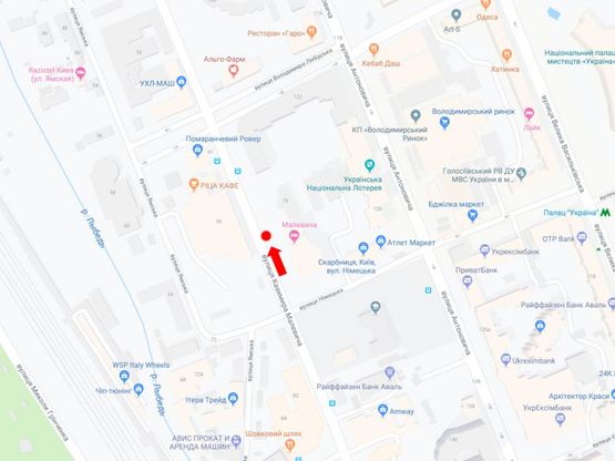 Схема рекламной плоскости по адресу Малевича ул. (бывш. ул. Боженко), 83, в сторону центра, ул. Владимиро-Лыбедской