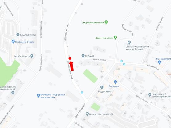 Схема рекламной плоскости по адресу Подольский спуск, в сторону ул. Кирилловской (бывш. ул. Фрунзе)