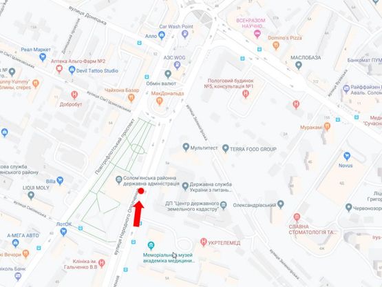 Схема рекламной плоскости по адресу Народного Ополчения ул., 3, на разделителе, в сторону пл. Севастопольской, в центр