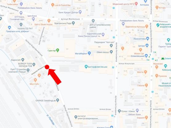 Схема рекламної площини за адресою Короленковская ул. -  ул. Физкультуры, на светофоре, напротив "Мегамаркета", в сторону ул. Владимирской