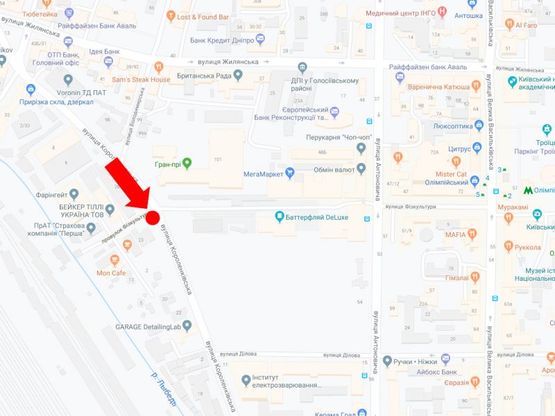 Схема рекламної площини за адресою Короленковская ул. -  ул. Физкультуры, на светофоре, напротив "Мегамаркета", в сторону ул. Федорова