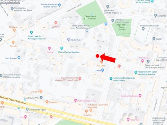 Схема рекламної площини за адресою Хмельницкого ул. 70А, в сторону ул. Гончара