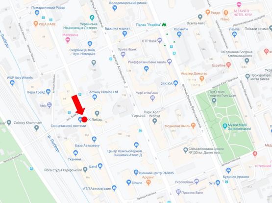 Схема рекламної площини за адресою Малевича ул., 86 - ул. Байковая, на светофоре, в сторону ТЦ "Ocean plaza", ст.м. "Лыбедская"