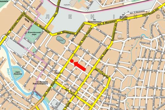 Схема рекламной плоскости по адресу Шевченко ул. / Б. Перпективная (бывш. Маркса ул.), 23/13, возле магазинов "Колобок", "Алло"