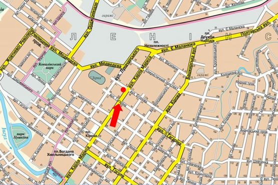 Схема рекламної площини за адресою Б. Перспективная ул. (бывш. Маркса ул.) / Егорова ул., напротив гостиницы "Европа"