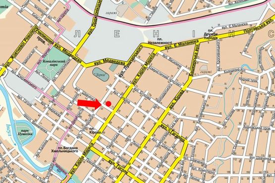 Схема рекламной плоскости по адресу Шевченко ул., 17, возле кафе "Чорна кава"