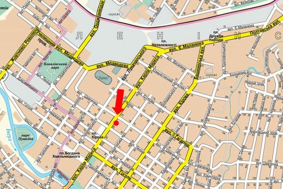 Схема рекламной плоскости по адресу Б. Перспективная ул. (бывш. Маркса ул.), возле магазин "Алло", кинотеатра "Зоряный"