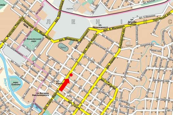 Схема рекламной плоскости по адресу Б. Перспективная ул. (бывш. Маркса ул.), возле магазин "Алло", кинотеатра "Зоряный"