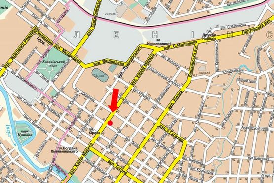 Схема рекламной плоскости по адресу Б. Перспективная ул. (бывш. Маркса ул.), возле Сбербанка, кинотеатра "Зоряный"