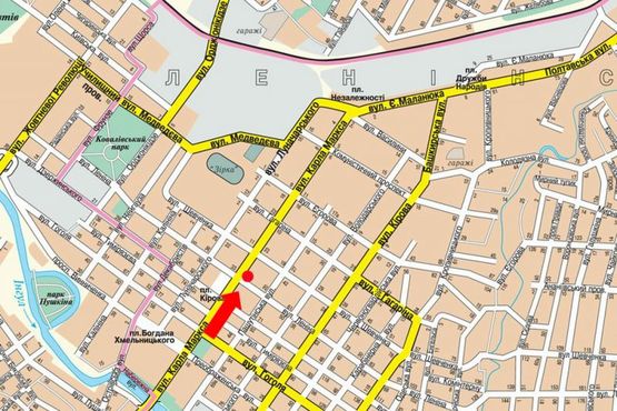 Схема рекламной плоскости по адресу Б. Перспективная ул. (бывш. Маркса ул.), возле Сбербанка, кинотеатра "Зоряный"