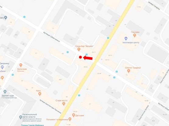 Схема рекламной плоскости по адресу Шевченко ул. / Б. Перспективная ул. (бывш. Маркса ул.), 32/34, возле магазина "Люкс"