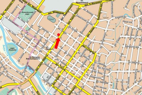 Схема рекламной плоскости по адресу Б. Перспективная ул. (бывш. Маркса ул.) / Шевченко ул., возле супермаркета "Фокстрот"