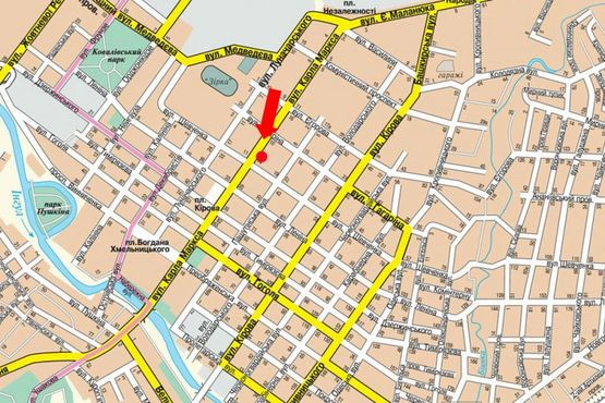 Схема рекламной плоскости по адресу Б. Перспективная ул. (бывш. Маркса ул.) / Шевченко ул., возле магазина "Колобок"