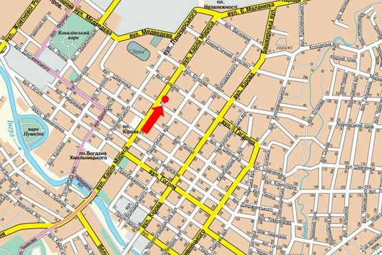 Схема рекламной плоскости по адресу Б. Перспективная ул. (бывш. Маркса ул.) / Шевченко ул., возле магазина "Колобок"