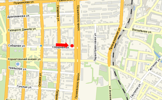 Схема рекламной плоскости по адресу Соборная ул. / пр. Грушевского, возле центрального рынка