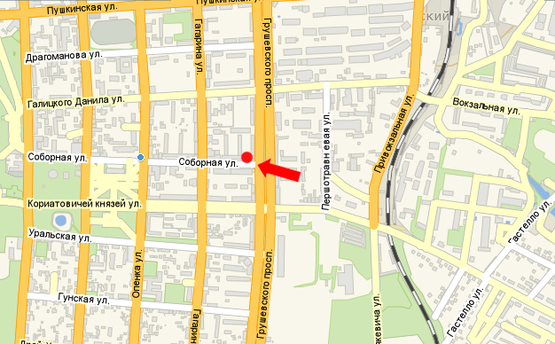 Схема рекламной плоскости по адресу Соборная ул. / пр. Грушевского, возле центрального рынка