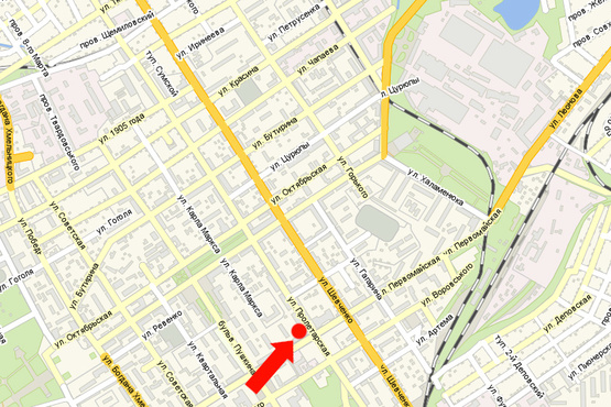 Схема рекламной плоскости по адресу Первомайская ул., 41/3 / ул. Первомайская, возле супермаркетов "АТБ", "Технополис"
