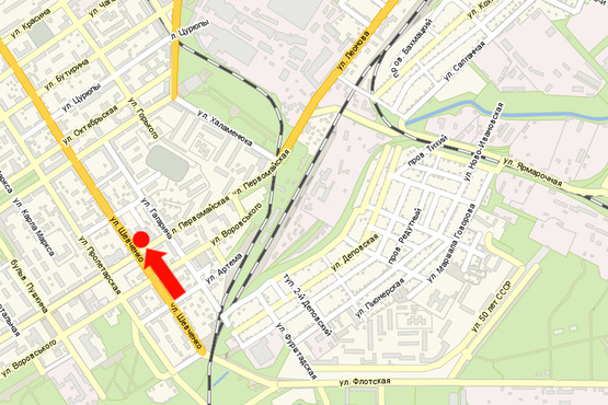 Схема рекламной плоскости по адресу Шевченка Т. ул., 24/43 / ул. Первомайская, возле центрального рынка, мед. центра "Виком"