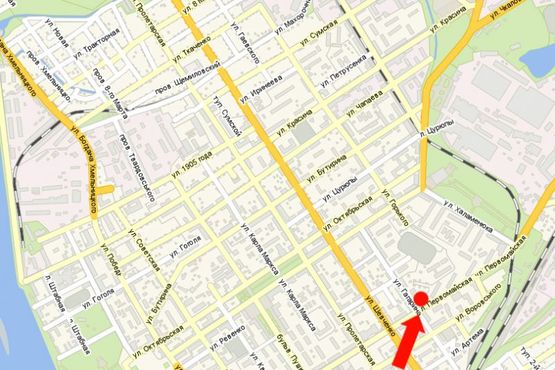 Схема рекламной плоскости по адресу Первомайская ул., 49/10 / ул. Гагарина, магазин кухонь "Рода"