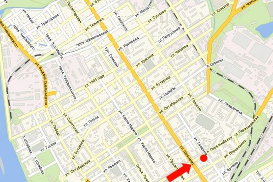 Схема рекламной плоскости по адресу Первомайская ул., 32 / ул. Гагарина, возле банка "ВТБ"