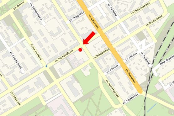 Схема рекламної площини за адресою Первомайская ул. / ул. Пролетарская, возле супермаркетов "АТБ", "Технополис"