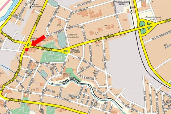 Схема рекламной плоскости по адресу Винниченко ул. / Победы пр. / Независимости пл., возле корпуса ВНУ