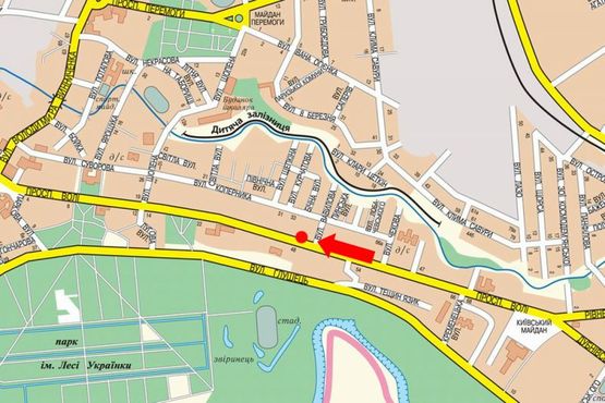 Схема рекламной плоскости по адресу Воли пр., 35, возле Кристалбанка, в центр