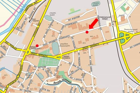 Схема рекламной плоскости по адресу Грушевского пр., 22, возле супермаркета "Салют"