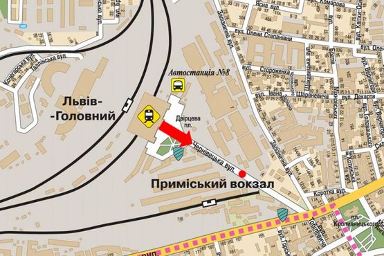 Схема рекламної площини за адресою Черновицкая ул., разделитель, в центр