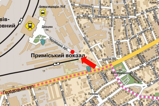 Схема рекламной плоскости по адресу Черновицкая ул., разделитель, в сторону ж/д вокзала