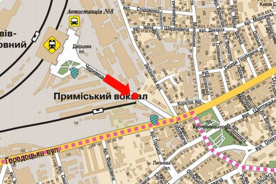 Схема рекламной плоскости по адресу Черновицкая ул., разделитель, в центр