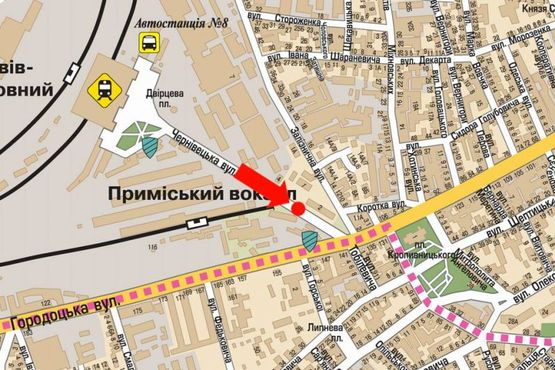 Схема рекламной плоскости по адресу Черновицкая ул., разделитель, в центр