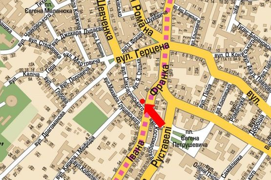 Схема рекламной плоскости по адресу Саксаганского ул., 22 / Франка ул.