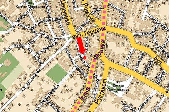 Схема рекламной плоскости по адресу Саксаганского ул., 14 / Стецько ул.